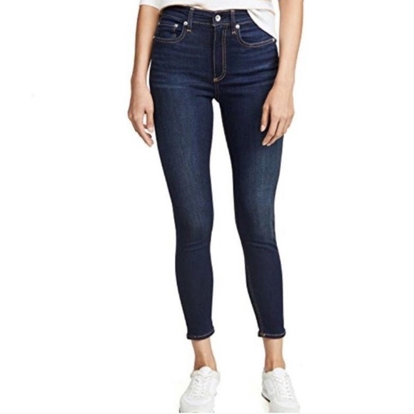 Rag & Bone High Rise Ankle Skinny Jean Jegging Dark Wash Stonewash Blue Denim 24 - Picture 1 of 10